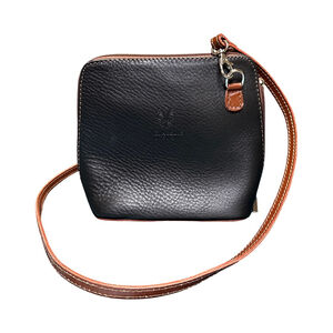 Women's Vera Pelle Black & Brown Leather Crossbody Bag, One Size